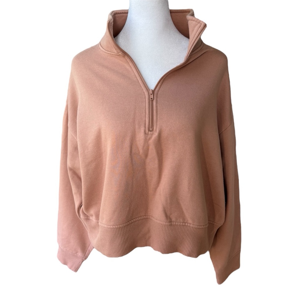 A New Day Pink Quarter Zip Relaxed Fit Sweatshirt Size Medium